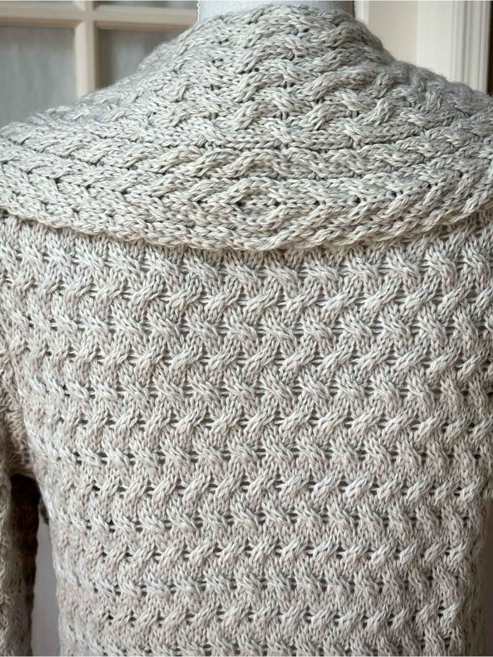 Aran Sweater Market Waterfall Cable Cardigan 100% Virgin Wool Ireland M - Picture 7 of 13